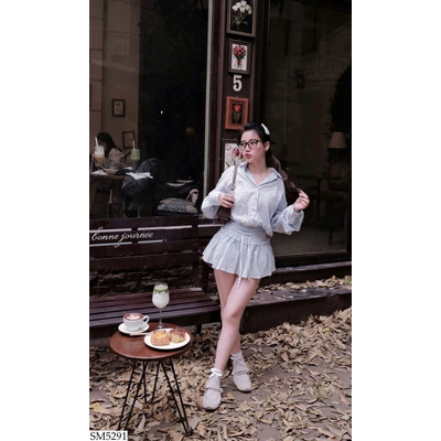 SM5291 SET SƠ MI KẺ CHO NỮ HÃNG KASLEAD