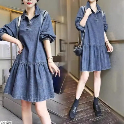 VM4256 VÁY JEAN SUÔNG CỔ POLO