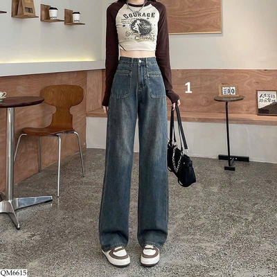 QM6615 QUẦN JEANS DÁNG SUÔNG CHO NỮ