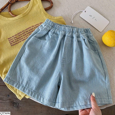QT5696 QUẦN SHORT KẺ SỌC CHO BÉ TRAI