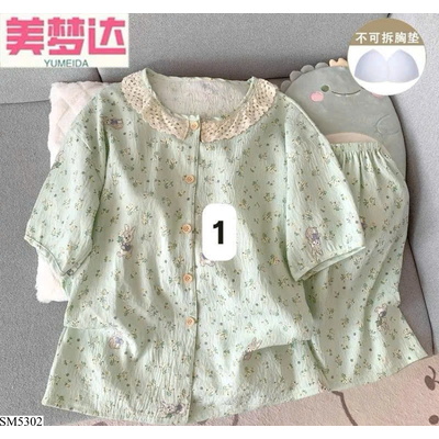 SM5302 BỘ HOA NHÍ CỔ TRÒN PHỐI REN NỮ