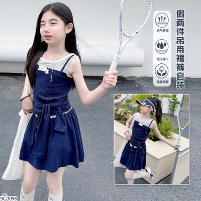 SG3098 SET ÁO 2 DÂY MIX CHÂN VÁY CHO BÉ