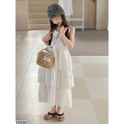 V0236 VÁY TRẮNG XÒE DÀI BỒNG CHO BÉ