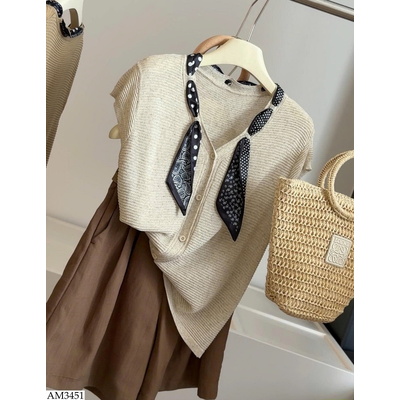 AM3451 ÁO MONTOGHI DỆT PHỐI KHĂN ANNA