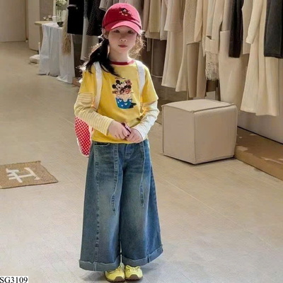 SG3109 ÁO MICKEY VÀ QUẦN JEANS ỐNG RỘNG
