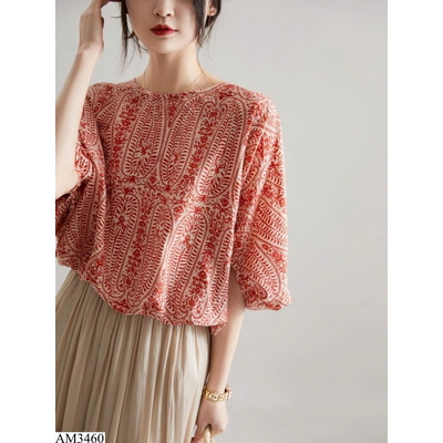 AM3460 ÁO SƠ MI HỌA TIẾT NƠ LƯNG