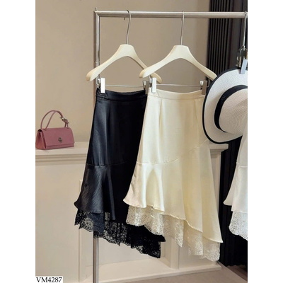 VM4287 CHÂN VÁY SATIN PHỐI REN ANNA
