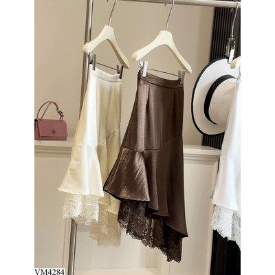 VM4284 CHÂN VÁY SATIN PHỐI REN ANNA