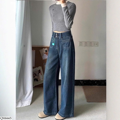 QM6665 QUẦN JEANS DÁNG SUÔNG CHO NỮ