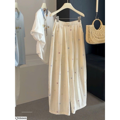 QM6666 QUẦN LINEN THÊU HOA