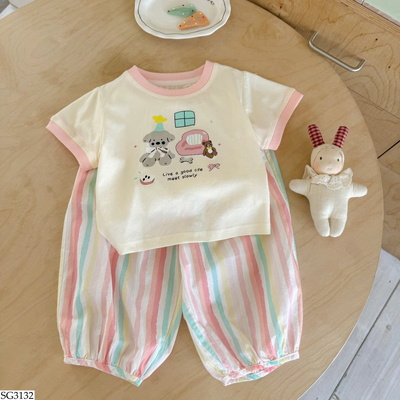 SG3132 SET ÁO THUN MIX QUẦN SẮC MÀU