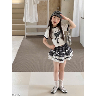 SG3126 ÁO THUN PHỐI CHÂN VÁY CHO BG