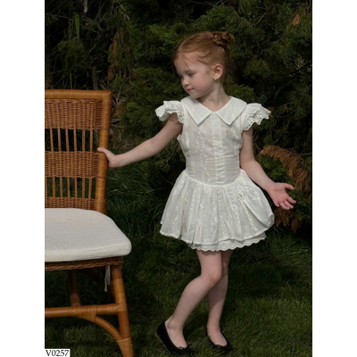 V0257 VÁY BÉ GÁI PHỐI TAY REN