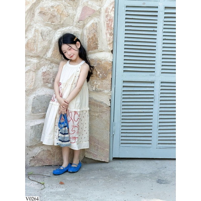 V0264 VÁY THÔ CỔ YẾM PHỐI MÀU AMBB