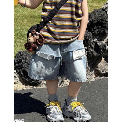 QT5706 QUẦN SHORT JEANS TÚI NGƯỢC RÁCH AFTE