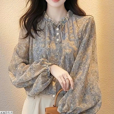 AM3515 ÁO HOA NHÍ TAY DÀI TIỂU THƯ