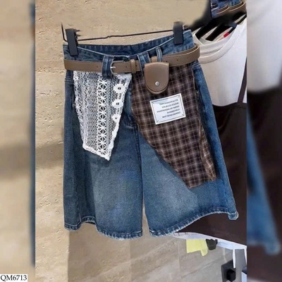 QM6713 QUẦN SHORT JEANS PHỐI REN