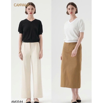 AM3544 ÁO THUN CỔ V, BO GẤU CANVAUS