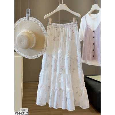 VM4312 VÁY REN TRẮNG THÊU HOA NHÀ ANNA