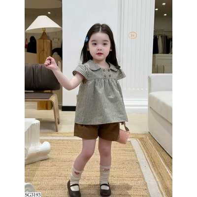 SG3193 ÁO KẺ BABYDOLL PHỐI QUẦN SHORT CHO BG