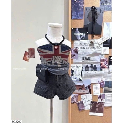 SG3200 ÁO QUÂY PHỐI QUẦN SHORT JEAN CHO BG