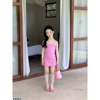 V0293 VÁY 2 DÂY CHẤM BI CHO BÉ