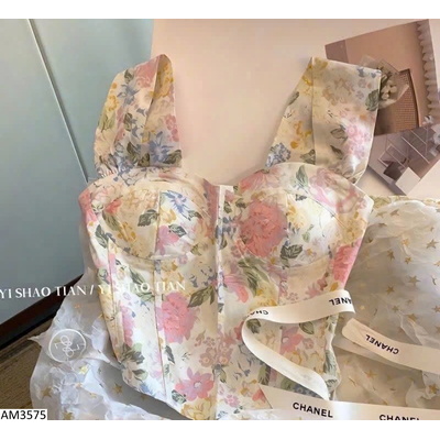 AM3575  ÁO HOA DÁNG CROPTOP
