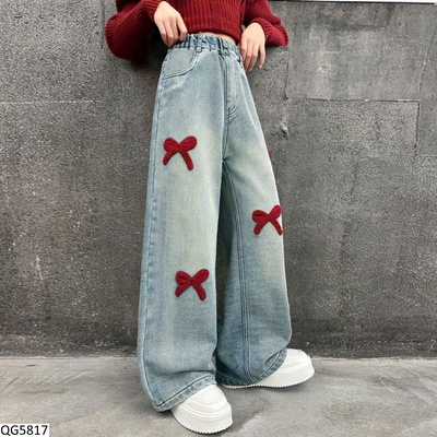 QG5817 QUẦN JEANS NƠ BÉ GÁI