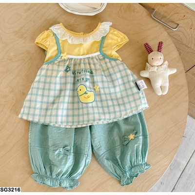 SG3216 SÉT BABYDOLL CARO XANH NINGLI