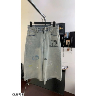 QM6738 QUẦN JEAN ỐNG RỘNG KITTY CHO NỮ