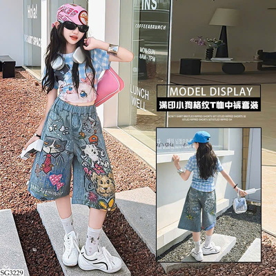 SG3229 SET ÁO TAY NGẮN MIX QUẦN SHORT JEANS