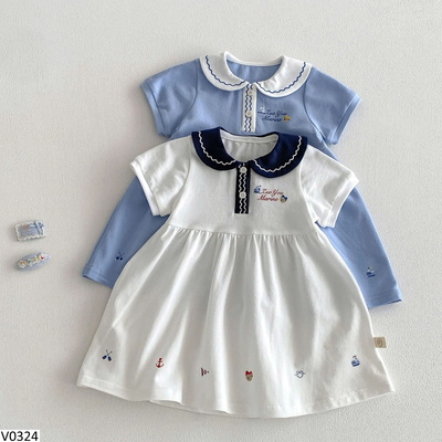 V0324 VÁY BÉ GÁI CỔ THUYỀN