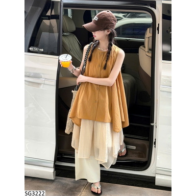 SG3222 SET ÁO BABYDOLL  MIX QUẦN ỐNG RỘNG BG