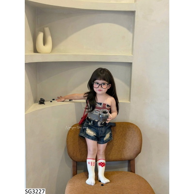 SG3227 SET ÁO QUÂY MIX QUẦN SHORT JEAN CHO BG