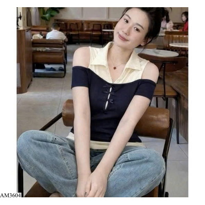 AM3604 ÁO THUN GÂN CỔ BẺ PHỐI NÚT W.G.W.E