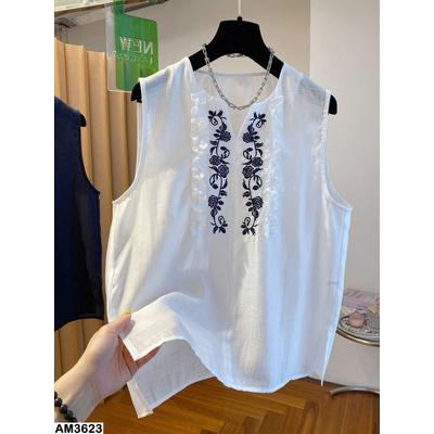 AM3623 ÁO SƠ MI SÁT NÁCH CỔ HOA