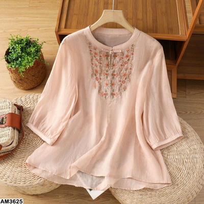 AM3625 ÁO SƠ MI TAY LỠ CỔ HOA