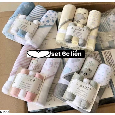 K1565 SET 6 KHĂN MẶT VÀ KHĂN TẮM CHO BÉ