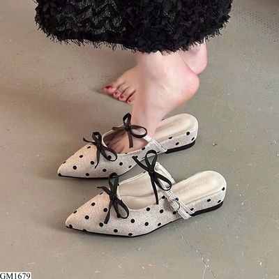 GM1679 GIÀY BÚP BÊ MŨ NHỌN CHẤM BI DÁNG SỤC