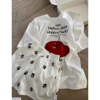 SM5447 SET ÁO CHERRY MIX QUẦN SHORT DẤU CHÂN