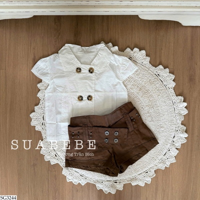 SG3244 SET ÁO SƠ MI PHỐI QUẦN SHORT CHO BG
