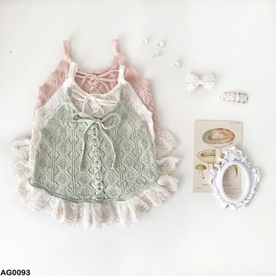AG0093 ÁO 2 DÂY DỆT KIM ĐÍNH NƠ CHO BÉ