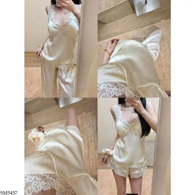 SM5457 SET NGỦ LỤA PHỐI REN