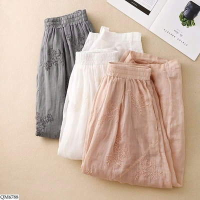 QM6788 QUẦN NỮ BO GẤU HOẠ TIẾT HOA