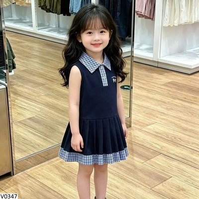 V0347 VÁY SÁT NÁCH PHỐI CARO CHO BG PREMIUM