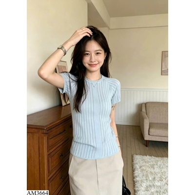 AM3664 ÁO DỆT KIM CỔ TRÒN CHO NỮ W.G.W.E