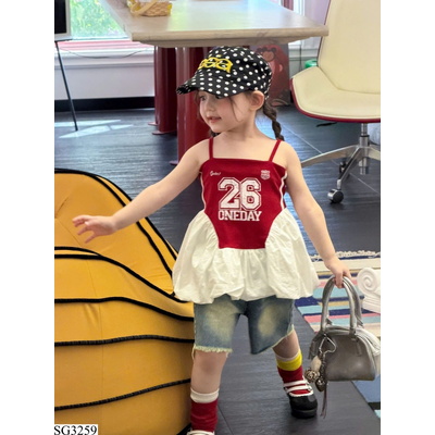 SG3259 SET ÁO 2 DÂY ĐỎ VÀ SHORT JEAN BG