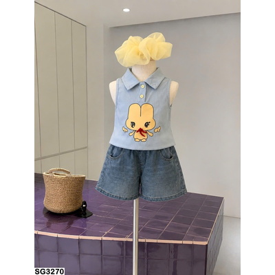 SG3270 SET ÁO POLO SÁT NÁCH MIX QUẦN SHORT JEANS CHO BÉ