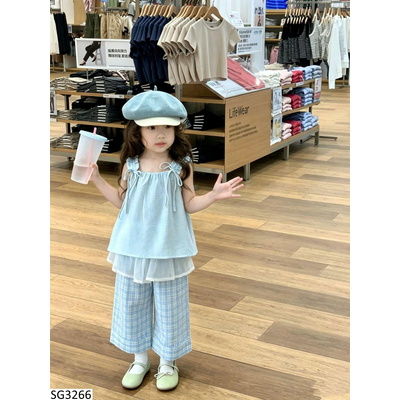 SG3266 SET ÁO 2 DÂY NƠ MIX QUẦN CARO