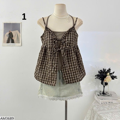 AM3689 ÁO 2 DÂY KẺ CHO NỮ